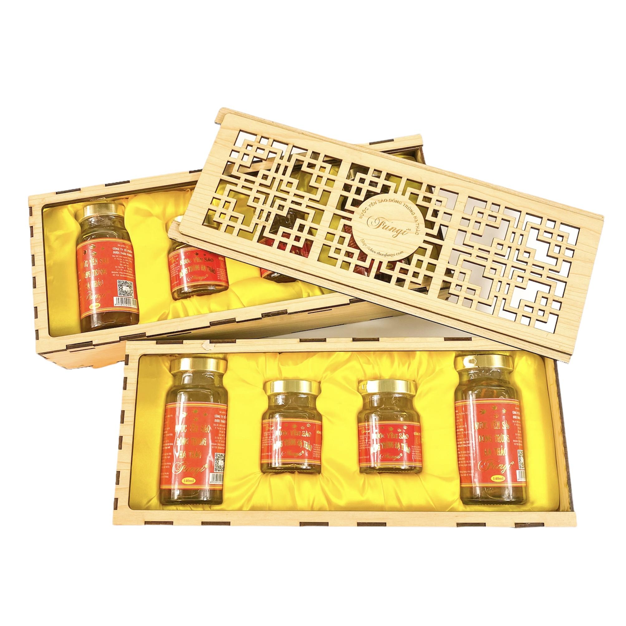 Hộp Gỗ Yến Sào 420ml (2 hũ x 70ml, 2 hũ x 140ml)