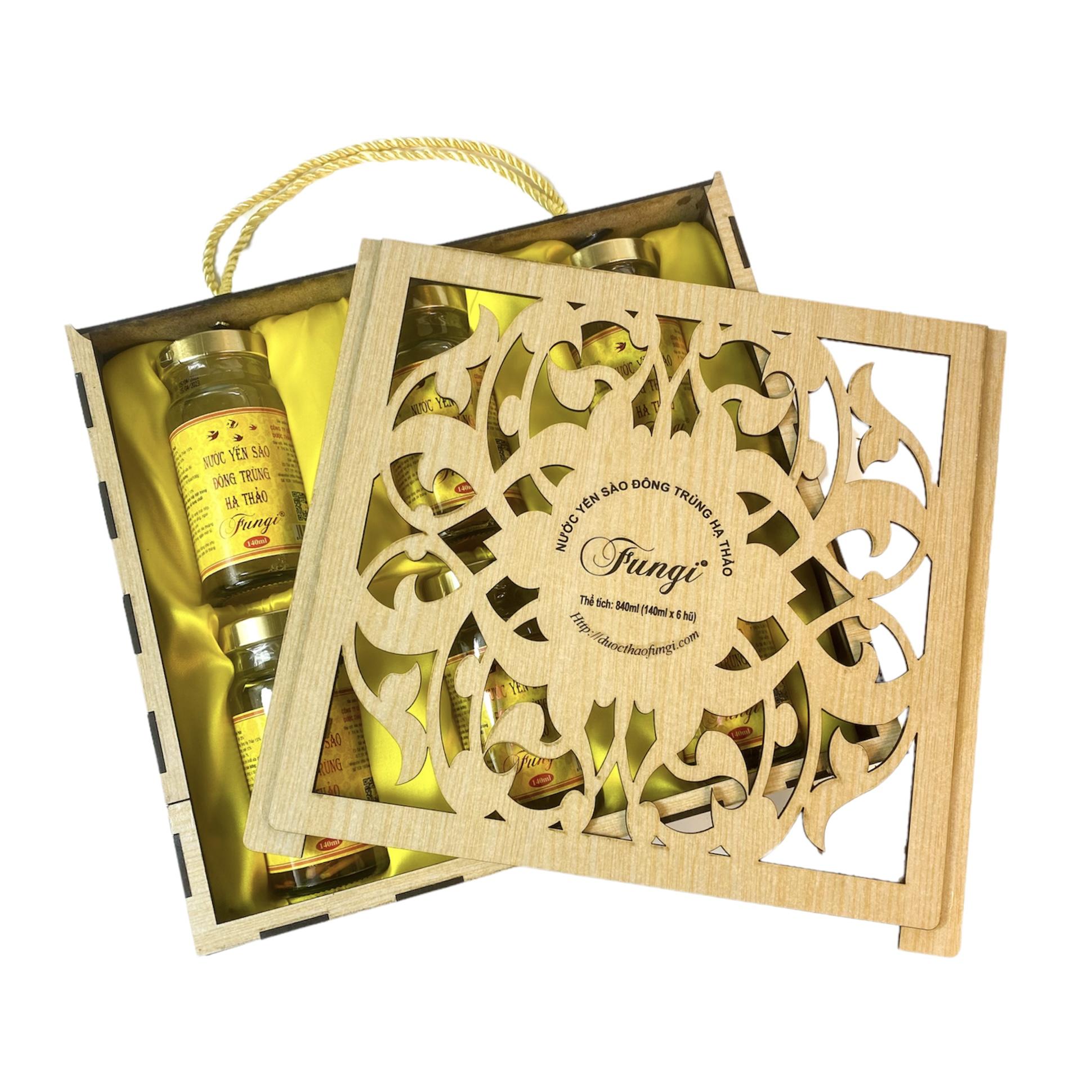 Hộp Gỗ Yến Sào 840ml 25% (6 hũ x 140ml)