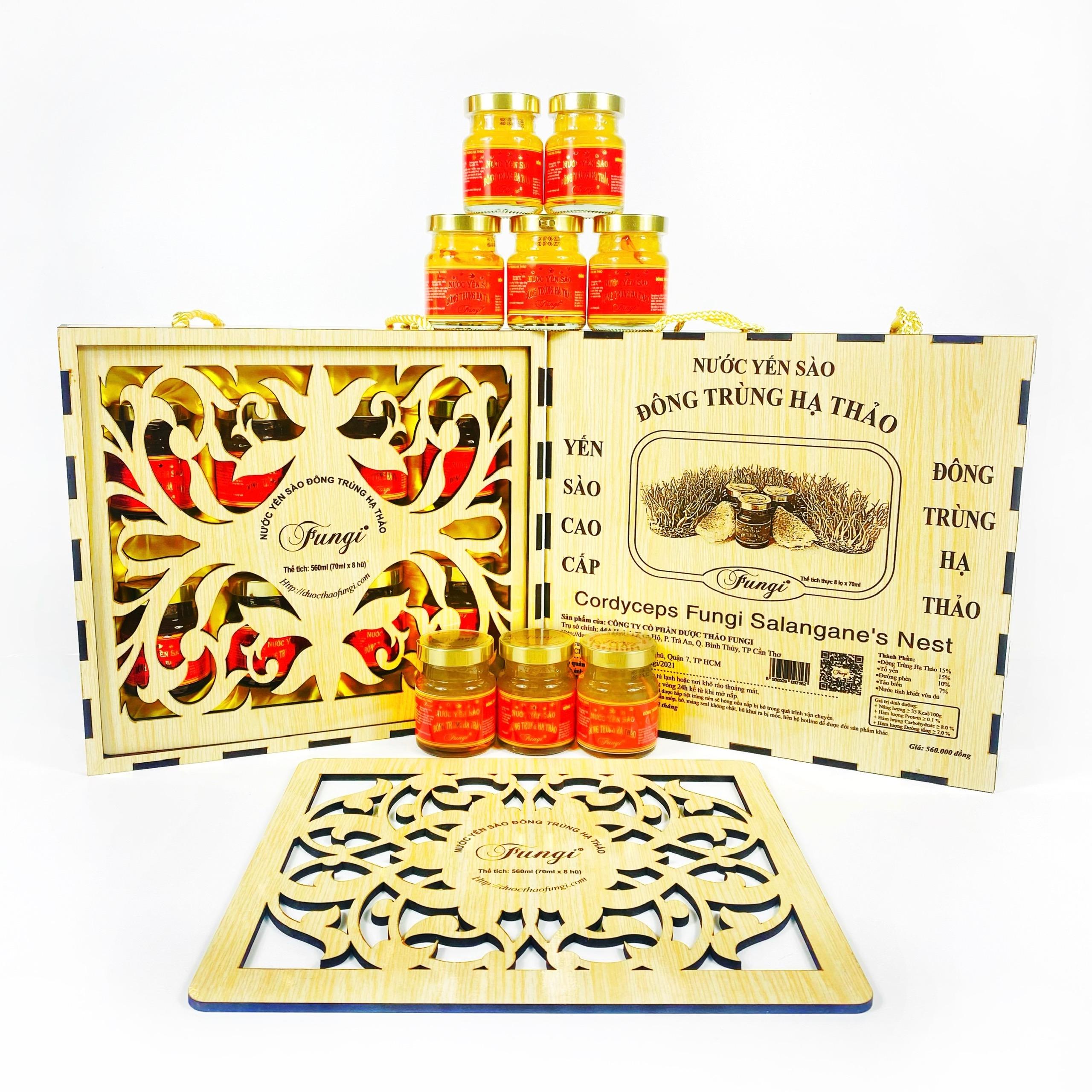 Hộp gỗ Yến Sào 420ml (6 Hũ x 70ml)